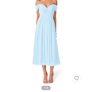 Azazie size 6 bridesmaid Vicenta tea length dress in sky blue